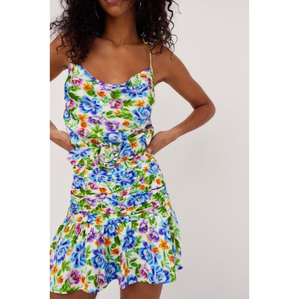 NWT For Love and Lemons Miranda Floral Belted Mini Dress (MSRP: $216) Large - Picture 3 of 10